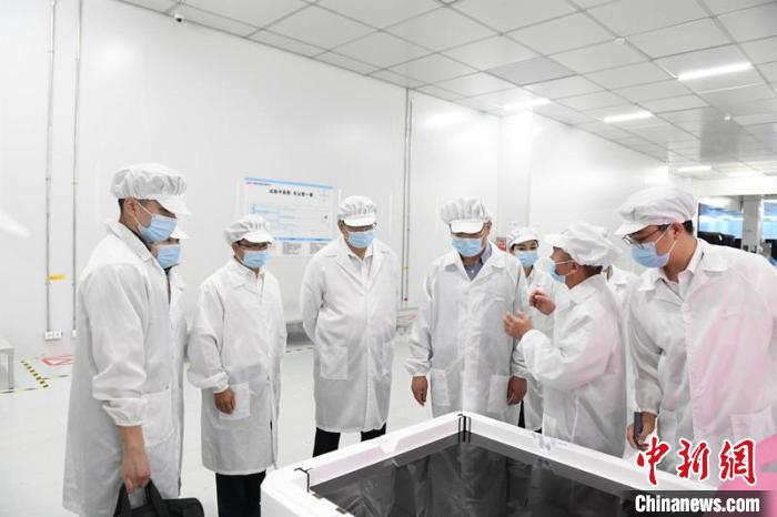 圖為蔡達峰一行在惠科電子(北海)科技產業(yè)園調研?！×趾?攝
