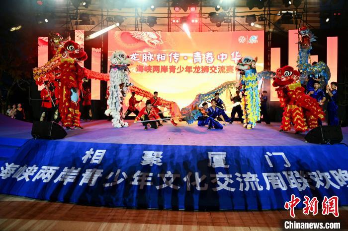 兩岸青少年同臺呈現(xiàn)龍獅表演?！⊥鯑|明 攝