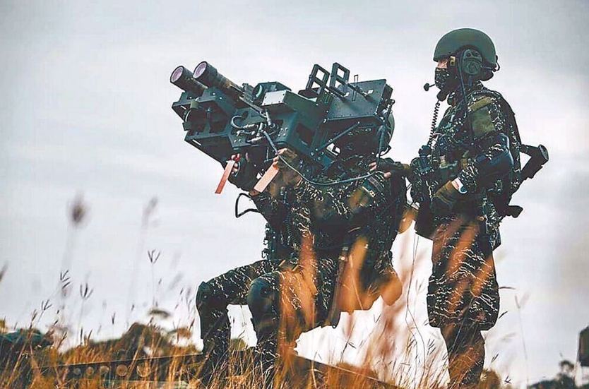 臺(tái)海軍陸戰(zhàn)隊(duì)肩抗“毒刺”導(dǎo)彈發(fā)射器準(zhǔn)備射擊。圖片來源：臺(tái)灣“中時(shí)新聞網(wǎng)”。