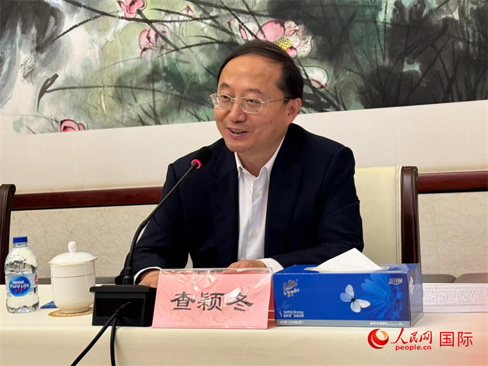 10月31日，蘇州市人民政府副市長查穎冬在第五屆中法文化論壇媒體吹風會上講話。（人民網 謝瑩攝）