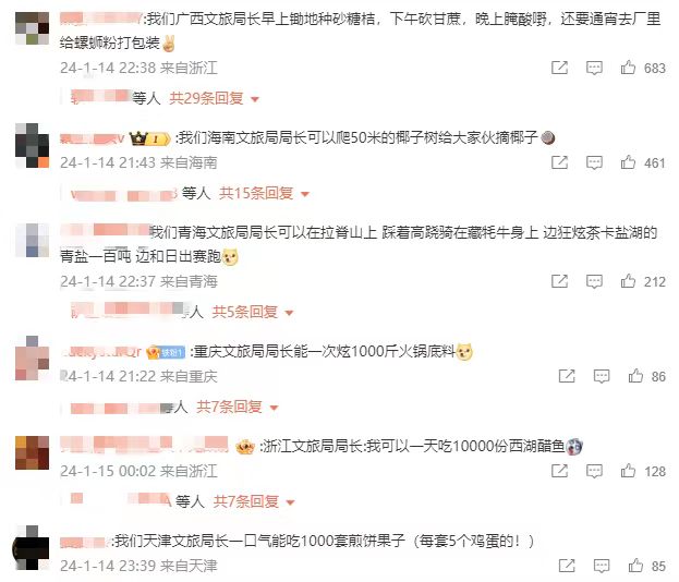 各地網(wǎng)友開始花式比拼文旅局長。 截圖自微博。