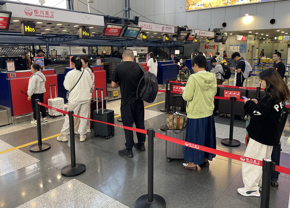 旅客在首都機場排隊辦理登機手續(xù)。人民網(wǎng)記者 喬雪峰攝