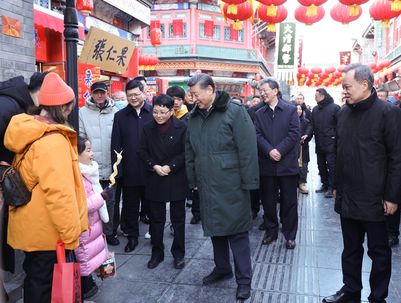 2024年2月1日，習近平總書記在天津古文化街考察。