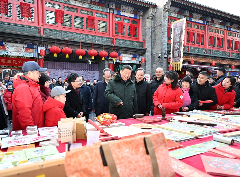 2024年2月1日，習(xí)近平總書記在天津古文化街考察。