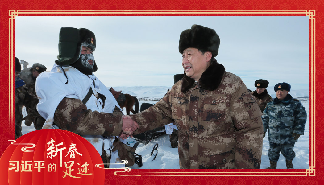 2014年1月26日，農歷新年前夕，習近平來到祖國邊疆的內蒙古阿爾山，迎風踏雪慰問在邊防線上巡邏執(zhí)勤的官兵。