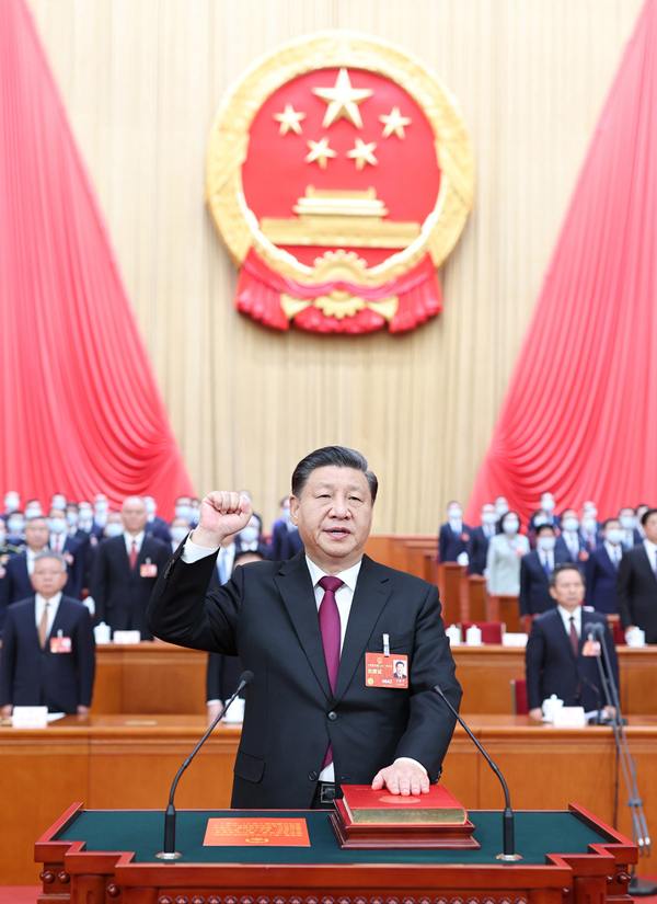2023年3月10日，習(xí)近平進(jìn)行憲法宣誓。