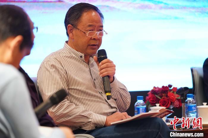 圖為青海省藝術(shù)研究所所長、文化學者耿占坤發(fā)表觀點?！√K丹 攝