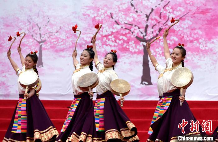 3月28日，西藏林芝第二十屆桃花旅游文化節(jié)開幕式上的文藝表演?！±盍?攝