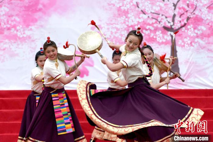 3月28日，西藏林芝第二十屆桃花旅游文化節(jié)開幕式上的文藝表演?！±盍?攝